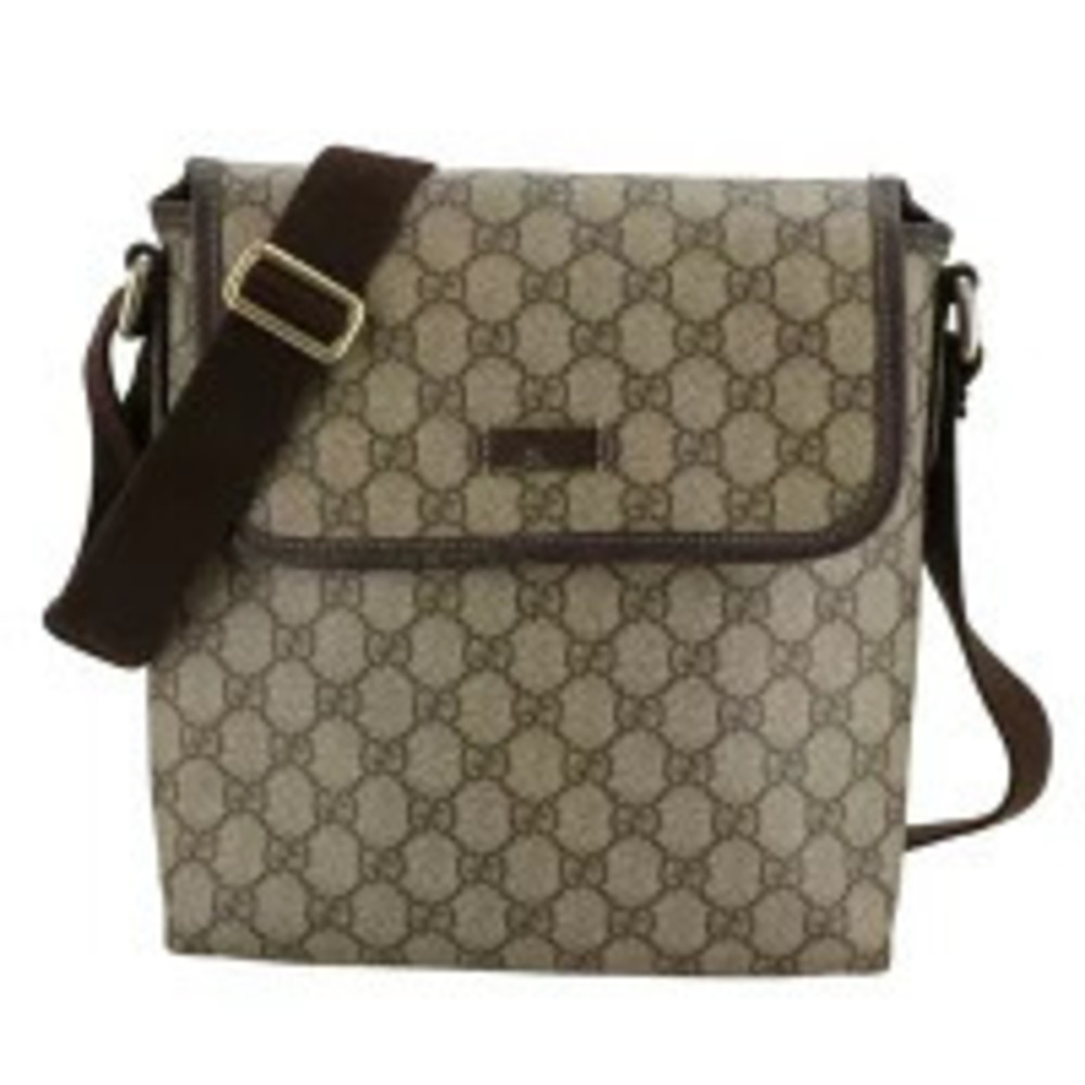 Gucci Leather GG Flap Square Shoulder Bag Brown